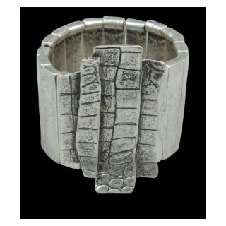 Block Armband, Statement Armband Croco Look, mit Gummizug