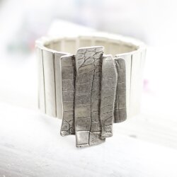 Block Bracelet, Statement Bracelet Croco Look, with Elastic band