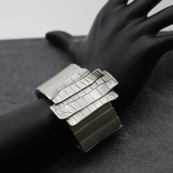 Block Bracelet, Statement Bracelet Croco Look, with Elastic band