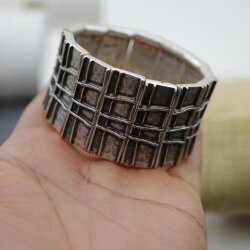 Block Bracelet, Statement Bracelet grid, with Elastic band