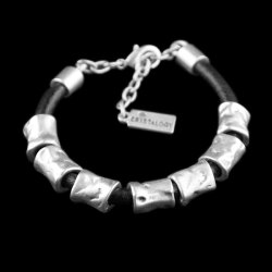 Stylish Leather bracelet with metalTube