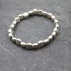 Simple Bracelet with Square metal Beads with Elastic band, unisex