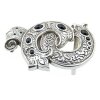 Noble, Classy buckle with black Cabochon, Antique silver