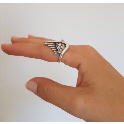 Crystalogy Flügel Ring Statement Engel Wings 925er Sterling Silber beschichtet