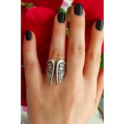 Crystalogy Flügel Ring Statement Engel Wings 925er Sterling Silber beschichtet