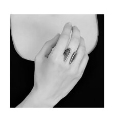 Crystalogy Flügel Ring Statement Engel Wings 925er Sterling Silber beschichtet