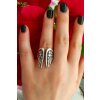 Crystalogy Flügel Ring Statement Engel Wings 925er Sterling Silber beschichtet