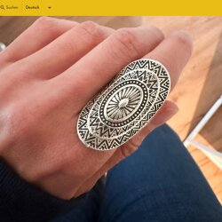 Mandala Ring Large Oval Silver Ring