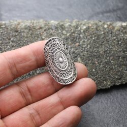 Mandala Ring Large Oval Silver Ring