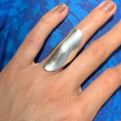 Statement Ring Silberfarben Lang Oval Mattiert Modern...