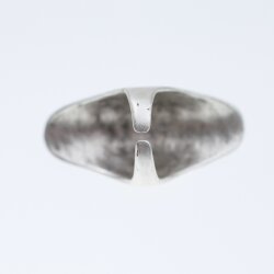 XXL Statement Ring Silver Toned Long Oval Matte Finish Modern Boho