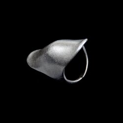 XXL Statement Ring Silver Toned Long Oval Matte Finish Modern Boho