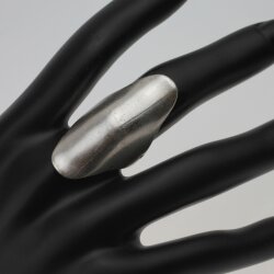 XXL Statement Ring Silver Toned Long Oval Matte Finish Modern Boho