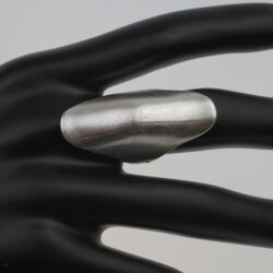 XXL Statement Ring Silver Toned Long Oval Matte Finish Modern Boho