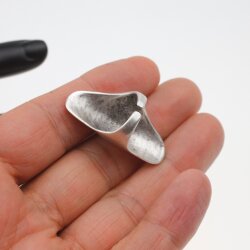 XXL Statement Ring Silver Toned Long Oval Matte Finish Modern Boho
