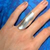 XXL Statement Ring Silver Toned Long Oval Matte Finish Modern Boho