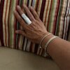 XXL Statement Ring Silver Toned Long Oval Matte Finish Modern Boho