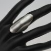 XXL Statement Ring Silver Toned Long Oval Matte Finish Modern Boho