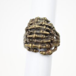 Verschränkte Skelett Finger Ring, 2,3 cm Altmessing