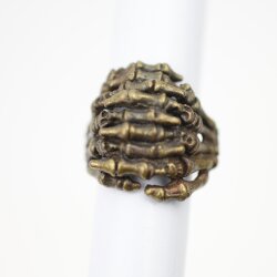 entwined skeletal Finger Ring, 2,3 cm antique brass