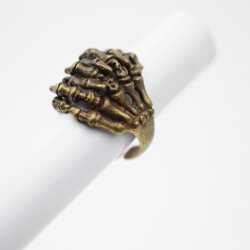 entwined skeletal Finger Ring, 2,3 cm antique brass