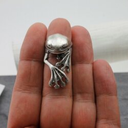 Altsilber Frosch Ring