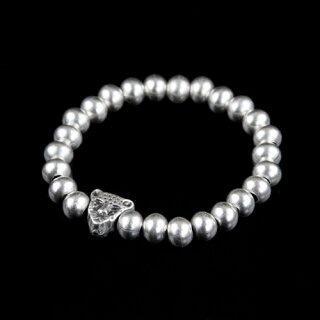 Metall Perlen Armband mit Geopardenkopf, mit Gummizug