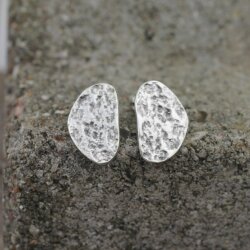 asymmetric stud earrings, fluted