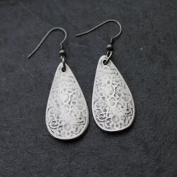 Drop Earrings with Fancywork, ornaments