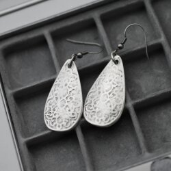 Drop Earrings with Fancywork, ornaments