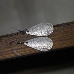 Drop Earrings with Fancywork, ornaments