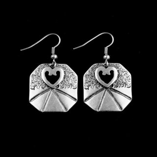 Octagon with Heart Earrings