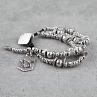 Double-rowed Ethno Bracelet with metalcharms