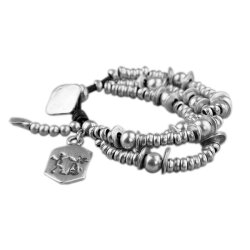 Double-rowed Ethno Bracelet with metalcharms