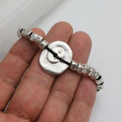 Ethno style Bracelet with metal elements, metal dice, cube