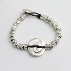 Ethno style Bracelet with metal elements, metal dice, cube