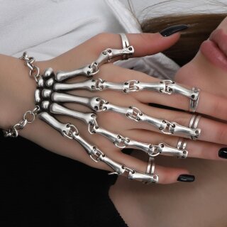 Skelett Hand Armband, Knochen Armband Ring Gothic Punk