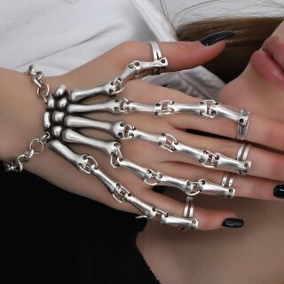 Gothic Skeleton All Bone Hand Ring Bracelet