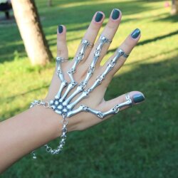 Gothic Skeleton All Bone Hand Ring Bracelet