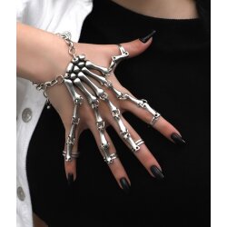 Skelett Hand Armband, Knochen Armband Ring Gothic Punk