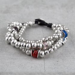 Dreireihiges Ethno Armband mit Metall Perlen