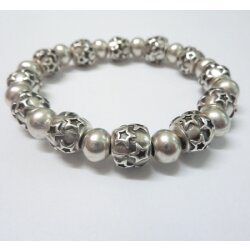 Bracelet with round and Star metal Beads, with Elastic band