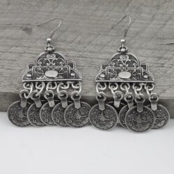 Oriental Design Earrings with Coin