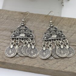 Oriental Design Earrings with Coin