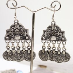 Oriental Design Earrings with Coin