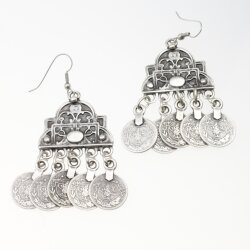 Oriental Design Earrings with Coin