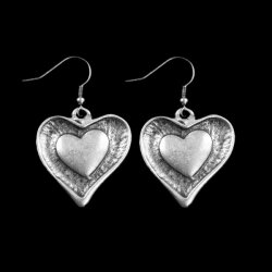 Double Hearts Earrings, 31x32 mm