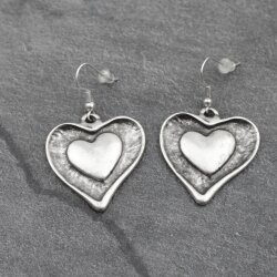 Double Hearts Earrings, 31x32 mm