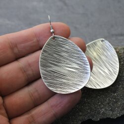 Leaf Earrings, fluted