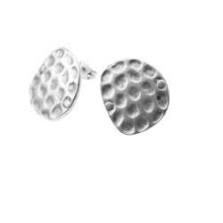 asymmetric oval, hammered stud earrings